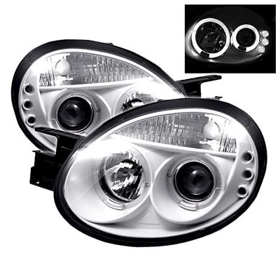 Dodge Neon 2003-2005 White Dual Halo Projector Headlights with Integrated LED