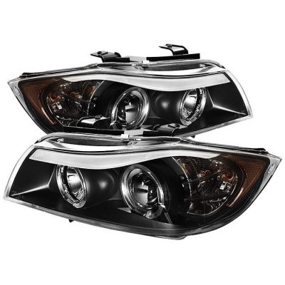 BMW 3 Series E90 Sedan 2006-2008 Black Dual CCFL Halo Projector Headlights