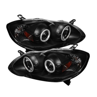 Toyota Corolla 2003-2008 Black CCFL Halo Projector Headlights with LED