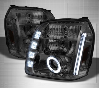 GMC Yukon XL 2007-2014 Smoked Halo Projector Headlights with LED