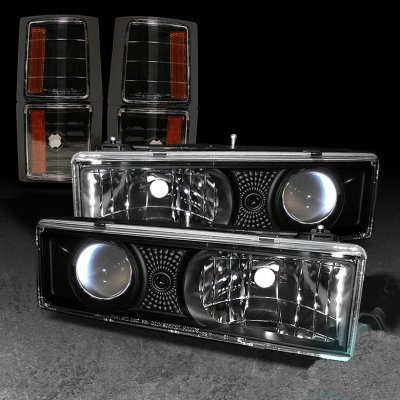 GMC Suburban 1994-1999 Black Projector Headlights and Corner Lights
