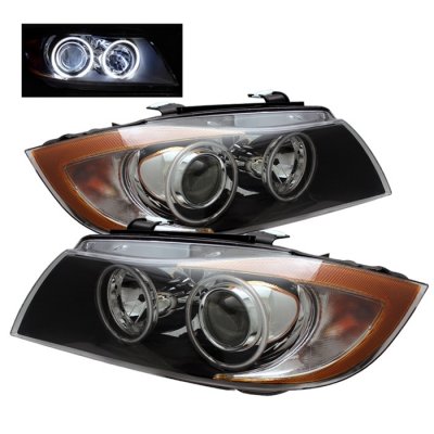 BMW 3 Series Sedan 2006-2008 Black CCFL Halo Projector Headlights