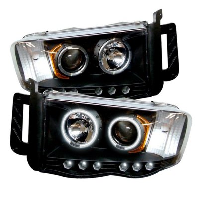 Dodge Ram 2002-2005 Black CCFL Halo Projector Headlights with LED
