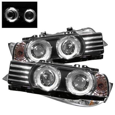 BMW 5 Series 1989-1995 Black Dual Halo Projector Headlights