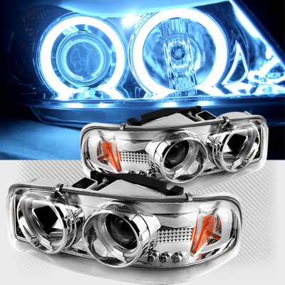 GMC Sierra Denali 2002-2007 Clear CCFL Halo Projector Headlights with LED
