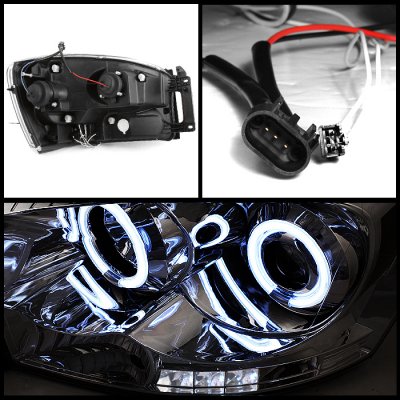 Dodge Ram 2006-2008 Black CCFL Halo Projector Headlights with LED