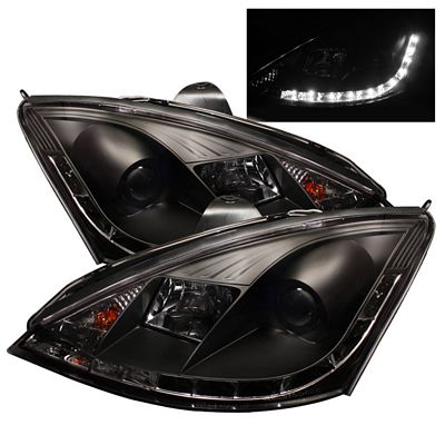 Ford Focus 2000-2004 Black Projector Headlights with LED Daytime Running Lights