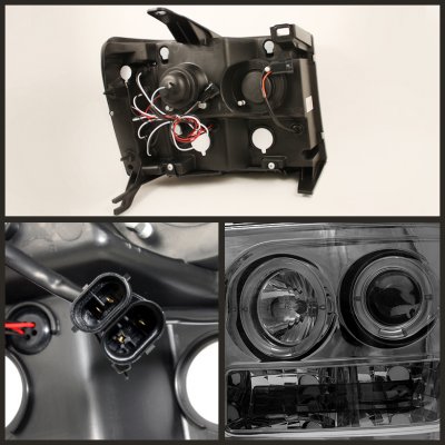 GMC Sierra 2007-2013 Smoked Dual Halo Projector Headlights with LED