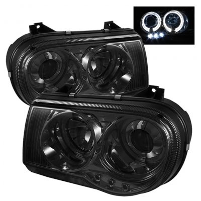 Chrysler 300C 2005-2010 Smoked Halo Projector Headlights with LED