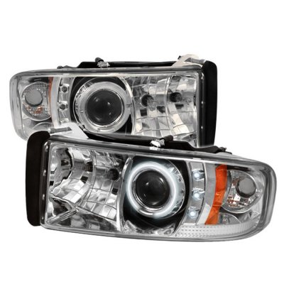 Dodge Ram 2500 1994-2001 Clear CCFL Halo Projector Headlights with LED