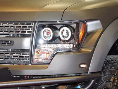 Ford F150 2009-2014 Black Dual Halo Projector Headlights LED DRL