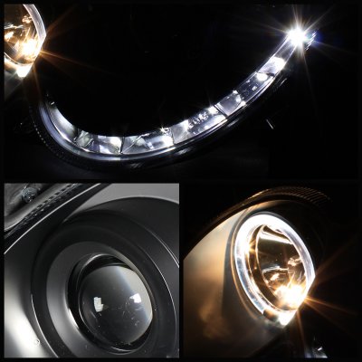 Mercedes Benz CLK 2003-2009 Black Halo Projector Headlights with LED DRL