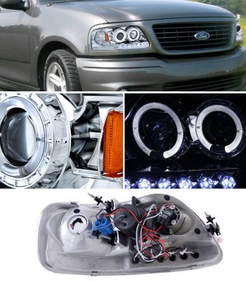 Ford F150 1997-2003 Clear Halo Projector Headlights with LED