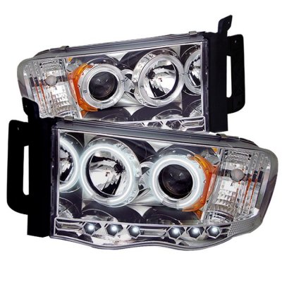 Dodge Ram 2500 2002-2005 Clear CCFL Halo Projector Headlights with LED