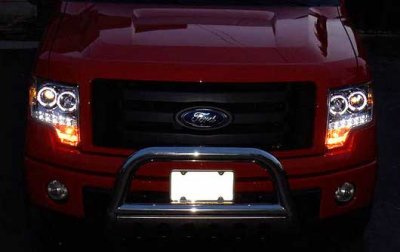Ford F150 2009-2014 Clear Dual Halo Projector Headlights LED DRL