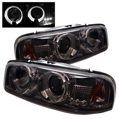 GMC Yukon 2000-2006 Smoked Dual Halo Projector Headlights with LED