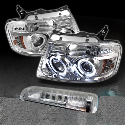 Ford F150 2004-2008 Clear Halo Projector Headlights and LED Brake Light
