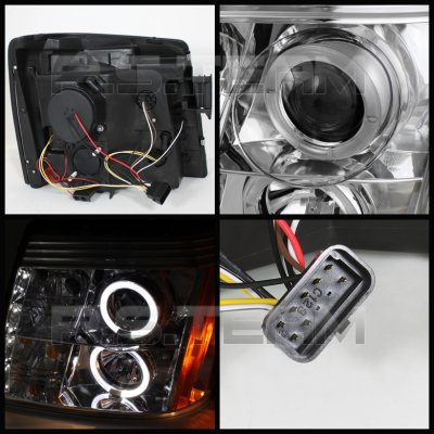 thumbnail image 2 of Custom Look For Your Escalade: Superbautoparts Dual Halo Projector Headlights For 2002-2006 Cadillac Escalade – LED Strip 2 of 6