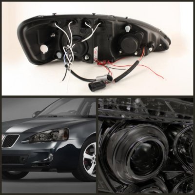 Fits 2004-2008 Pontiac Grand Prix Black Halo Projector LED Headlights 