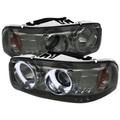 GMC Sierra 1500HD 2001-2007 Smoked CCFL Halo Projector Headlights with LED