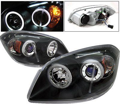 Chevy Cobalt 2005-2010 Projector Headlights Black CCFL Halo LED