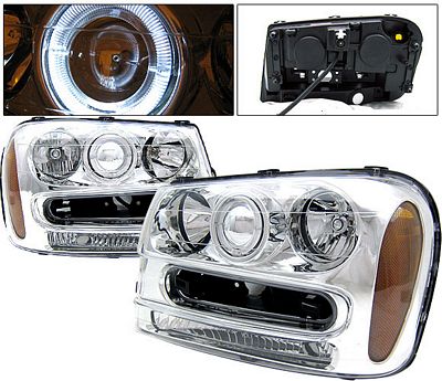 Chevy TrailBlazer 2002-2009 Clear Projector Headlights with Halo
