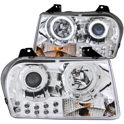 Chrysler 300 2005-2010 Clear Projector Headlights with CCFL Halo and LED