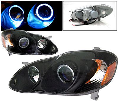 Toyota Corolla 2003-2008 Black Projector Headlights Halo