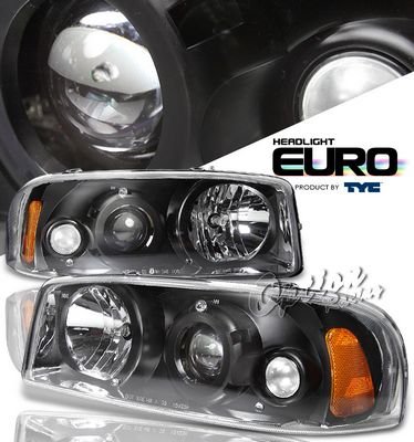 GMC Yukon Denali 2001-2006 TYC Black Projector Headlights