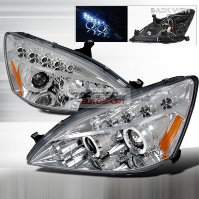 Honda Accord 2003-2007 Clear CCFL Halo Projector Headlights with LED