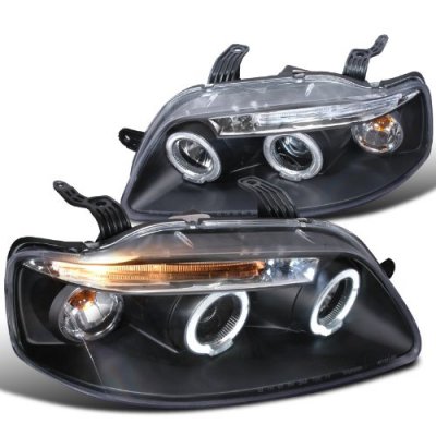 Chevy Aveo 2004-2008 Black Halo Projector Headlights with LED