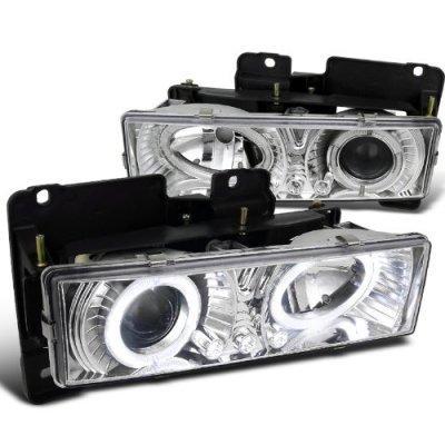 Chevy 1500 Pickup 1988-1998 Clear Projector Headlights with Halo and LED