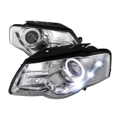 VW Passat 2006-2009 Chrome Projector Headlights Halo LED DRL