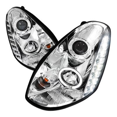 Infiniti G35 Sedan 2005-2006 Chrome Projector Headlights Halo LED DRL