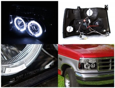 Ford Bronco 1992-1996 Smoked Halo Projector Headlights