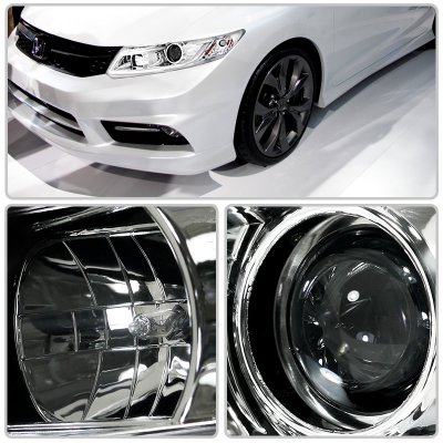 Honda Civic 2012-2013 Chrome Projector Headlights LED DRL Bar