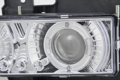 Chevy 1500 Pickup 1988-1998 Clear Projector Headlights with Halo and LED