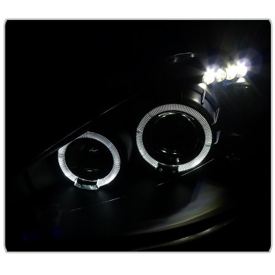 Ford Focus 2000-2004 Black Dual Halo Projector Headlights with LED