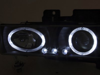 GMC Yukon 1992-1999 Black Projector Headlights with Halo and LED