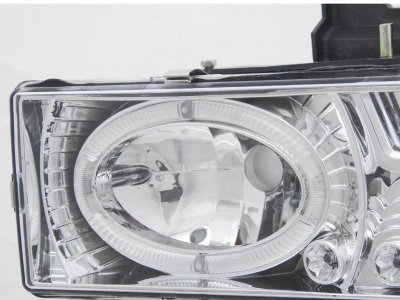 Chevy Silverado 1994-1998 Clear Projector Headlights with Halo and LED