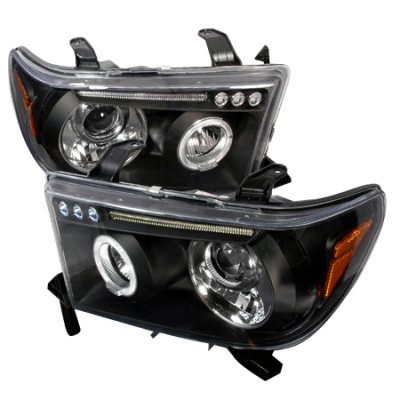 Toyota Tundra 2007-2013 Black Projector Headlights with LED Eyebrow