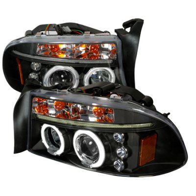 Dodge Dakota 1997-2004 Black CCFL Halo Projector Headlights with LED
