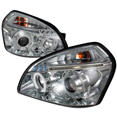 Hyundai Tucson 2005-2009 Clear Dual Halo Projector Headlights with LED