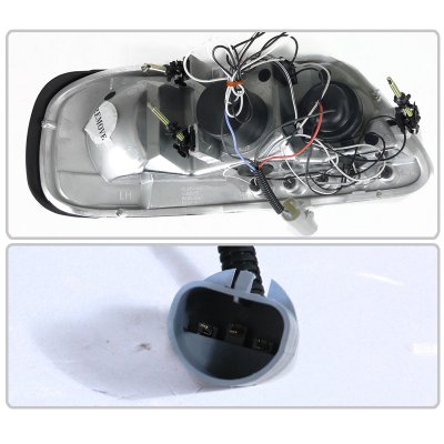 Ford F150 1997-2003 Clear Halo Projector Headlights with LED Eyebrow