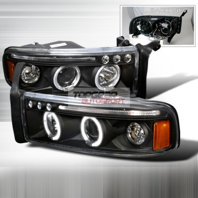 Dodge Ram 1994-2001 Black CCFL Halo Projector Headlights with LED