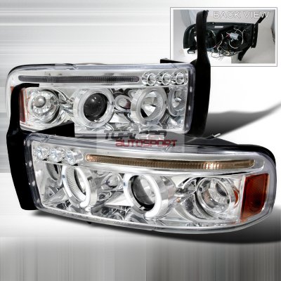 Dodge Ram 1994-2001 Clear CCFL Halo Projector Headlights with LED