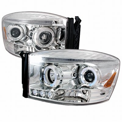 Dodge Ram 3500 2006-2009 Clear Halo Projector Headlights LED