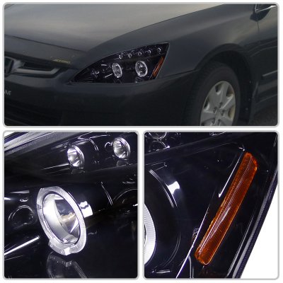 Honda Accord 2003-2007 Smoked Halo Projector Headlights with LED