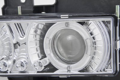 Chevy Suburban 1994-1999 Clear Halo Headlights and LED Bumper Lights