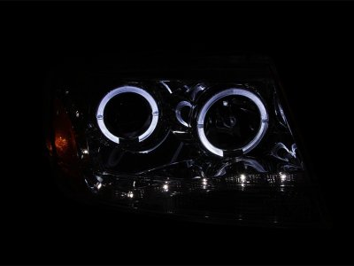 Jeep Grand Cherokee 1999-2004 Projector Headlights Chrome LED DRL Halo